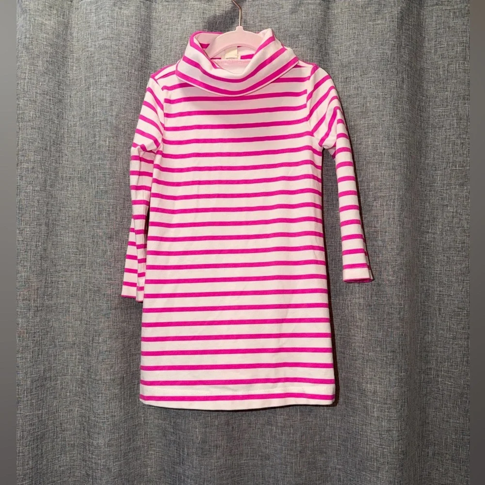 Crewcuts Pink and White Striped Turtleneck dress size 3